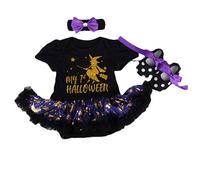 BabyPreg My First Halloween Costume for Infant Girl Thanksgiving Costume Pumpkin Dress Up Baby Dress Set (6-9 Months, Black)