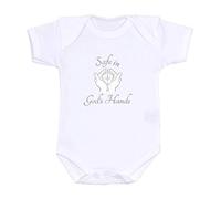 BabyPrem Baby Bodysuit Christian Faith God Clothes Safe in God's Hands 3-6 Months