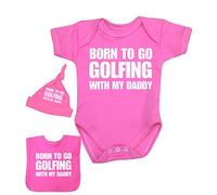 BabyPrem Baby Bodysuit Set Born to go Golfing with Daddy 0-12 mths PINK 0-3