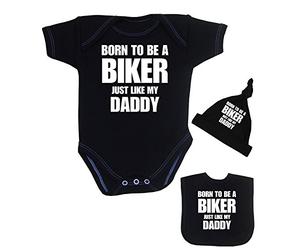 BabyPrem Baby Clothes Set Born to be a Biker Like Daddy BLACK 0-3 MONTHS