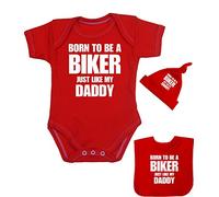 BabyPrem Baby Clothes Set Born to be a Biker Like Daddy RED 3-6 MONTHS