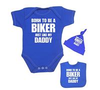 BabyPrem Baby Clothes Set Born to be a Biker Like Daddy ROYAL 0-3 MONTHS