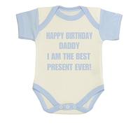 BabyPrem Baby Happy Birthday Daddy Best Present Clothes Bodysuit Sky 0-3