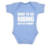 BabyPrem Born to go Riding with Mummy Baby Clothes Bodysuit NB-12 mth SKY BLUE 6-9