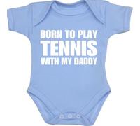 BabyPrem Born to Play Tennis with my Daddy Baby Clothes Bodysuit NB-12 mth SKY BLUE 6-9