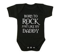 BabyPrem Born to Rock like Daddy Boys Girls Baby Clothes Bodysuit Grow Black Newborn