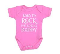 BabyPrem Born to Rock like Daddy Boys Girls Baby Clothes Bodysuit Grow Candy Pink 0-3 Months