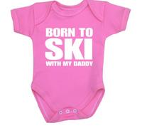 BabyPrem Born to Ski with my Daddy Baby Clothes Bodysuit NB-12 mth PINK 9-12