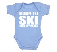 BabyPrem Born to Ski with my Daddy Baby Clothes Bodysuit NB-12 mth SKY BLUE 6-9