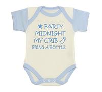 BabyPrem Party Midnight My Crib Bring A Bottle Bodysuit NB - 12 mths SKY 3-6