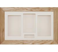 BabyRice 14.5x8.5 Solid Oak Shadow Box 3D Medal Keepsake Casts Flowers Display Frame/Cream 4 Aperture Mount/Cream backing