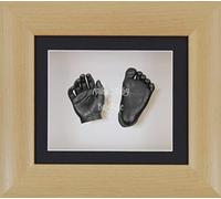 BabyRice 3D Baby Boy Casting Kit Beech Wood Effect Frame Pewter Foot Casts