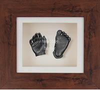 BabyRice 3D Baby Boy Casting Kit Mahogany Effect Frame Pewter Foot Casts