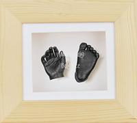 BabyRice 3D Baby Boy Casting Kit Natural Pine Wood Frame Pewter Foot Casts