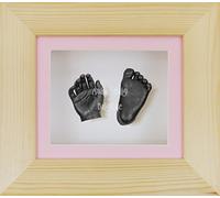 BabyRice 3D Baby Boy Casting Kit Natural Pine Wood Frame Pewter Foot Casts