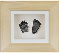 BabyRice 3D Baby Boy Casting Kit Natural Pine Wood Frame Pewter Foot Casts