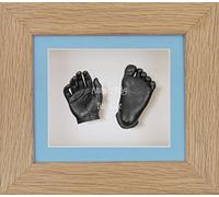 BabyRice 3D Baby Boy Casting Kit Solid Oak Wood Frame Pewter Foot Casts