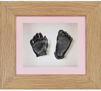 BabyRice 3D Baby Boy Casting Kit Solid Oak Wood Frame Pewter Foot Casts