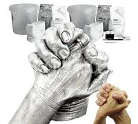 BabyRice 3D Hand Casting Kits Couple Including Silver Paint Finish | Makes 2 x Couple Hand Casts | Engagement Gifts for Couples | Lovely 16th Wedding Anniversary | Wedding Gift