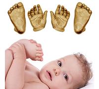 BabyRice 3D Handprints Footprints Baby Casting Kit Cast Baby's Hand and Foot Out of Plaster & Choose Your Paint Colour (Gold)