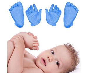 BabyRice 3D Handprints Footprints Baby Casting Kit Cast Baby's Hand and Foot Out of Plaster & Choose Your Paint Colour (Blue)