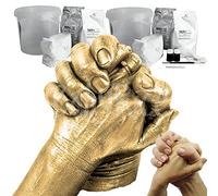 BabyRice 3D Holding Hands Casting Kit Gold Paint Finish | Make 2 Set Casts, 50th Wedding Anniversary Present, Engagement Gifts for Couples