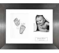 BabyRice Baby Casting Kit / 11.5x8.5" Brushed Pewter Frame/White 3 Hole Mount/White Backing/Silver Paint