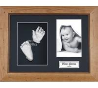BabyRice Baby Casting Kit / 11.5x8.5" Rustic Pine Frame/Black 3 Hole Mount/Black Backing/Silver Paint