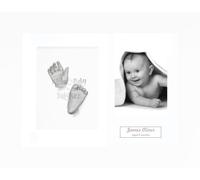 BabyRice Baby Casting Kit / 11.5x8.5" White Frame/White 3 Hole Mount/White Backing/Silver Paint
