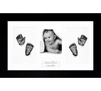 BabyRice Baby Casting Kit / 14.5x8.5" Black Frame/White 4 Hole Mount/White Backing/Pewter Paint