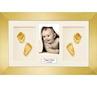 BabyRice Baby Casting Kit / 14.5x8.5" Brushed Gold Frame/Cream 4 Hole Mount/Cream Backing/Gold Paint