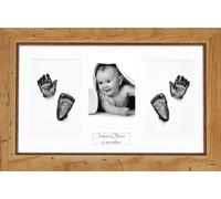BabyRice Baby Casting Kit / 14.5x8.5" Rustic Pine Frame/White 4 Hole Mount/White Backing/Pewter Paint