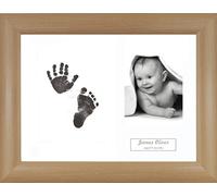 BabyRice Baby Hand & Footprint Kit Beech Effect Frame/White 3 Hole Mount/Black Inkless Prints