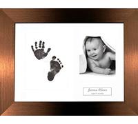 BabyRice Baby Hand & Footprint Kit Brushed Bronze Frame/White 3 Hole Mount/Black Inkless Prints