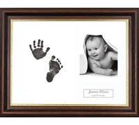BabyRice Baby Hand & Footprint Kit Mahogany/Gold Frame/White 3 Hole Mount/Black Inkless Prints