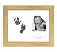 BabyRice Baby Hand & Footprint Kit Oak Effect Frame/White 3 Hole Mount/Black Inkless Prints