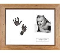 BabyRice Baby Hand & Footprint Kit Rustic Frame/White 3 Hole Mount/Black Inkless Prints