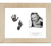 BabyRice Baby Hand & Footprint Kit Solid Oak Frame/White 3 Hole Mount/Black Inkless Prints