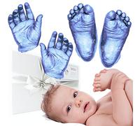 BabyRice Large Baby Hand and Foot Casting Kit, Boxed, Includes Metallic Paint (Blue)