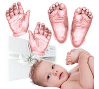 BabyRice Large Baby Hand and Foot Casting Kit, Boxed, Includes Metallic Paint (Rose Gold)