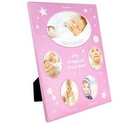 BabyRice 'My Magical First Year' New Newborn Baby Girl 5 Photo Timeline Stage Frame Pink White