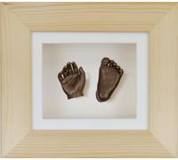 BabyRice New Baby Casting Kit with 6x5" Natural Pine 3D Box Display Frame/Cream Mount/Cream Backing/Bronze Paint