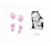 BabyRice New Baby Girl Hand & Footprint Inkless Wipe Keepsake Kit Pink Prints