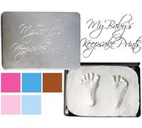 BabyRice New Baby Handprint Footprint Imprints Kit Soft Clay Dough in a Keepsake Tin Box (White Clay)