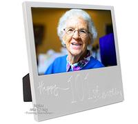 BabyRice New Engraved Silver 100th Birthday Photo Frame Gift Party, Celebration, Big Event, Special Occasion Pictures Memories Ideas Decoration Family