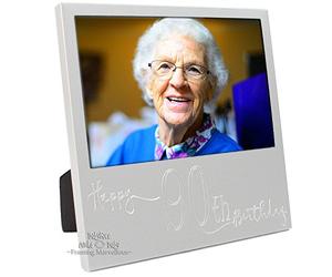 BabyRice New Engraved Silver 90th Birthday Photo Frame Gift Party, Celebration, Big Event, Special Occasion Pictures Memories Ideas Decoration Family