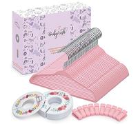 Babyrish Velvet Baby Hangers 30 Pack, Ultra Thin Nonslip Nursery Clothes Hangers with 8pcs Cute Clothing Dividers and 10pcs Hanger Clips for Baby Boys & Girls Closet Organizer, Pink Kids Hangers