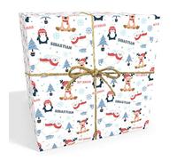 Baby's 1st Christmas Cute Animal Personalised Christmas Wrapping Paper & 2 Tags Large sheet 24x32in/600x800mm