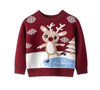 Baby's 1st Christmas Kids Santa Costume My First New Years Eve Claus Girls Winter Knit Pullover Festive Snowflake Design Cozy Sweater for Children Soft Yarn Holiday Top