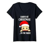 Baby's 1st Christmas On The Inside Pregnancy Announcement V-Neck T-Shirt